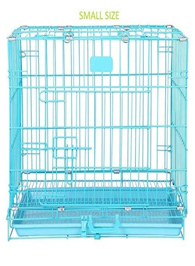 Pups&Pets Cage House for New Born Puppies, Small Cats Kittens, Hamsters, Rabbits, Guinea Pigs Kennel & Travel Carrier Double Door Heavy Duty Folding Metal Cage 18 Inch (Blue) - Image 2